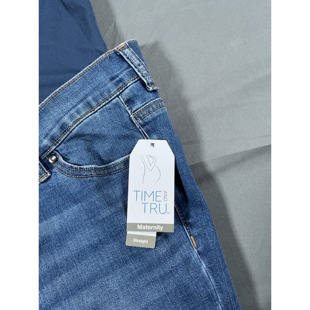 Time and Tru Womens Maternity Straight Leg Jeans‎ Blue Medium Wash Small 4-6 NWT - Picture 10 of 12